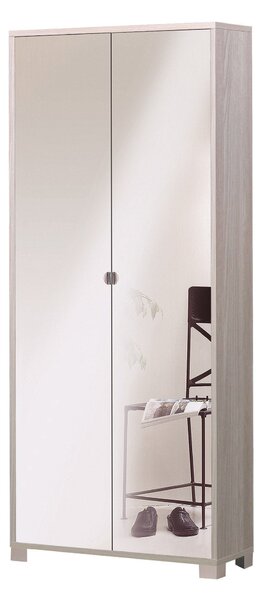 Armadio 2 Ante con Specchio 83x190x29 cm Olmo Chiaro