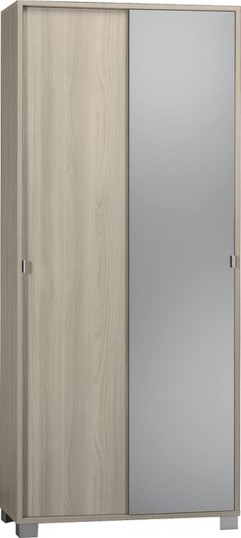 Armadio 2 Ante Scorrevoli con Specchio 82x190x41 cm Olmo Chiaro