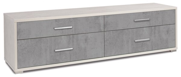 Mobile con 4 Cassetti 179x50x47 cm Ossido Bianco/Cemento
