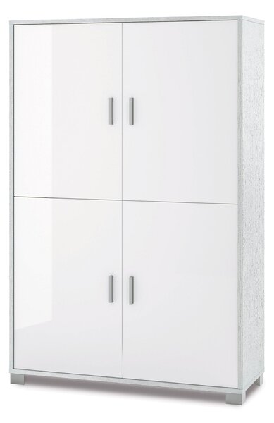 Mobile 4 Ante 107x162x41 cm Bianco Fiammato/Bianco Lucido