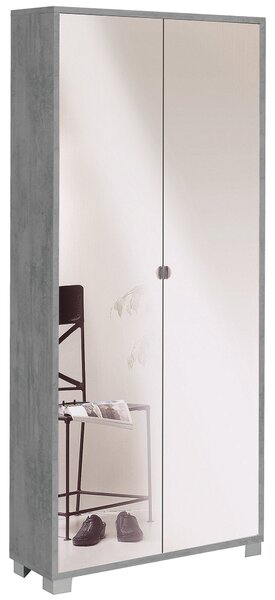 Armadio 2 Ante con Specchio 83x190x29 cm Cemento