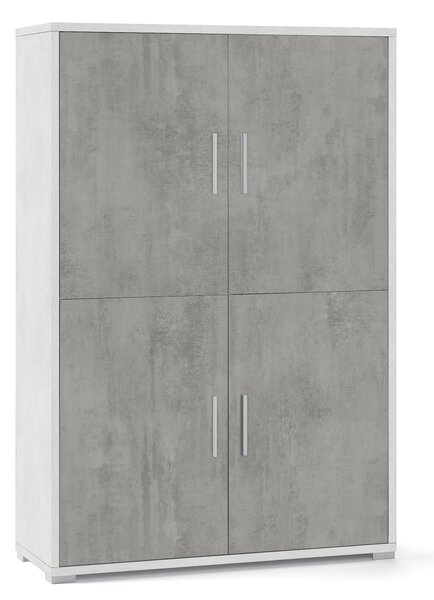Mobile con 4 Ante 108x161x41 cm Ossido Bianco/Cemento