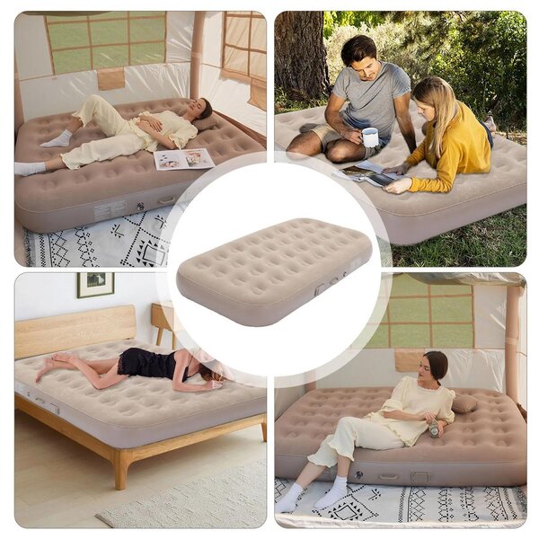 Materasso gonfiabile - Letto da campeggio - Pompa integrata - Luce a LED - Pieghevole - Portatile - 190×100×25 cm - 1 persona