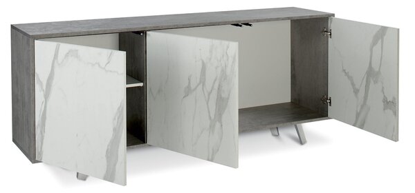 Mobile 3 Ante 177x74x41 cm Cemento/Marmo Calacatta