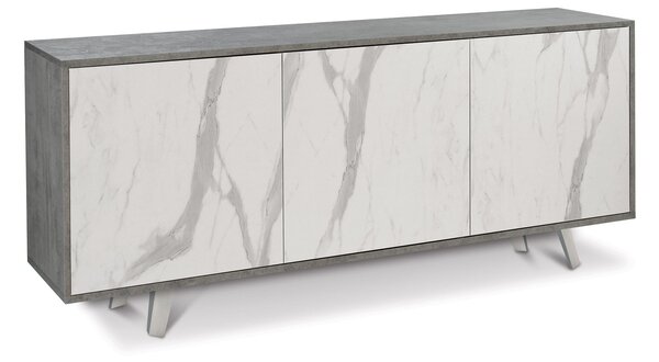 Mobile 3 Ante 177x74x41 cm Cemento/Marmo Calacatta