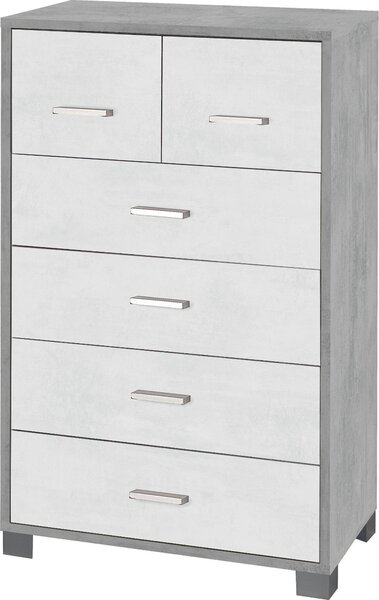 Mobile 4+2 Cassetti 70x112x41 cm Cemento/Ossido Bianco