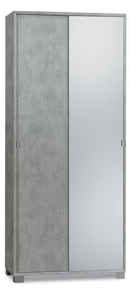 Armadio 2 Ante Scorrevoli con Specchio 82x190x41 cm Cemento