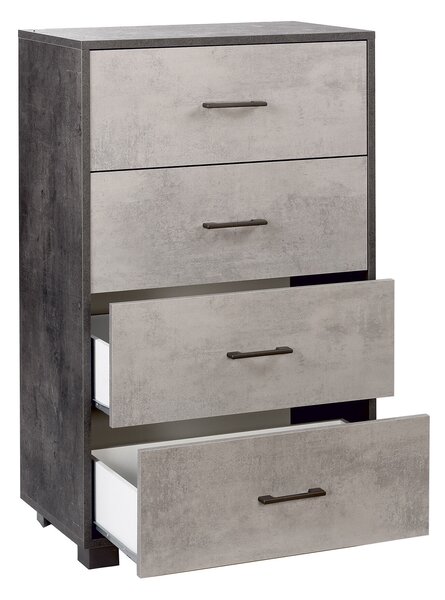 Mobile 4 Cassetti 70x112x41 cm Ossido Nero/Cemento