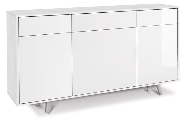Mobile 3 Ante 3 Cassetti 164x92x41 cm Ossido Bianco/Bianco Lucido