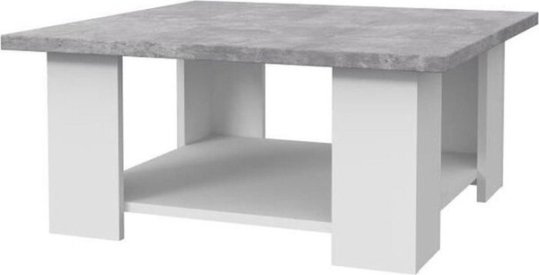 Tavolino PILVI - Cemento bianco e grigio chiaro - L 67 x P 67 x H 31 cm