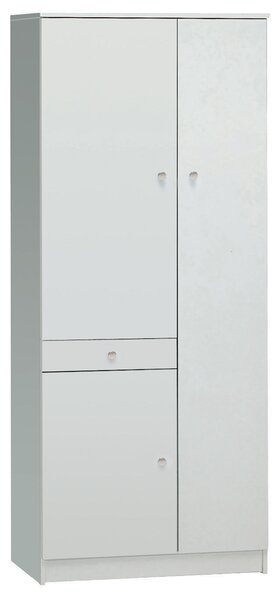 Armadio 3 Ante 1 Cassetto 77x183x34 cm Bianco Lisco