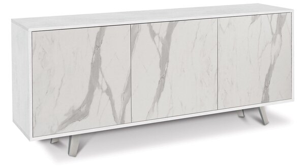 Mobile 3 Ante 177x74x41 cm Ossido Bianco/Marmo Calacatta
