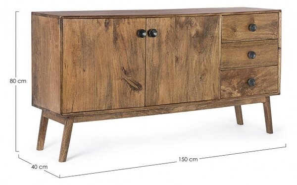 Credenza 2 Ante 3 Cassetti Sylvester in Legno