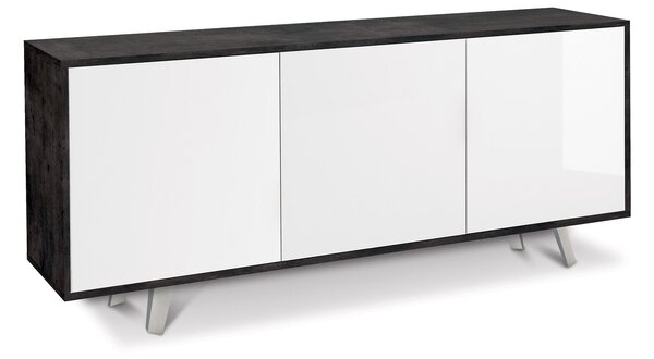 Mobile 3 Ante 177x74x41 cm Ossido Nero/Bianco Lucido