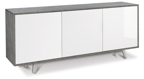 Mobile 3 Ante 177x74x41 cm Cemento/Bianco Lucido