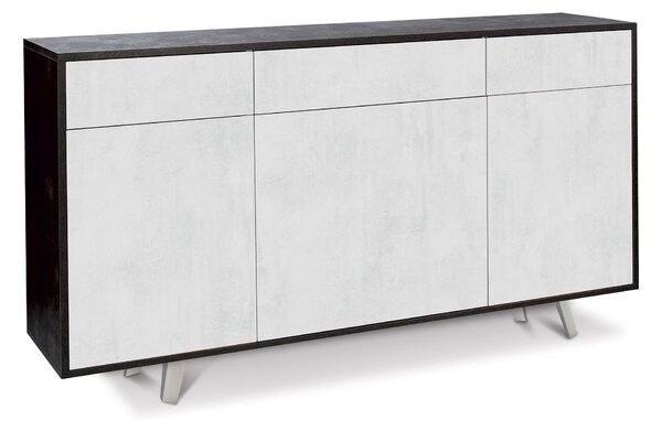 Mobile 3 Ante 3 Cassetti 164x92x41 cm Ossido Nero/Ossido Bianco