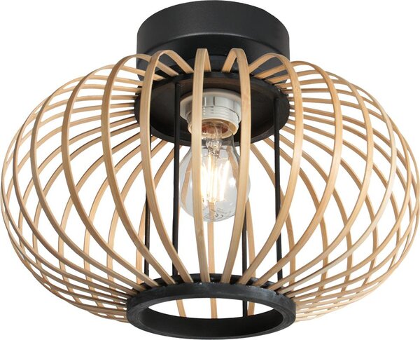 Steinhauer - plafoniera - Bloeba - naturale nero - bambù metallo - lampada a campana - E27 - 4502ZW