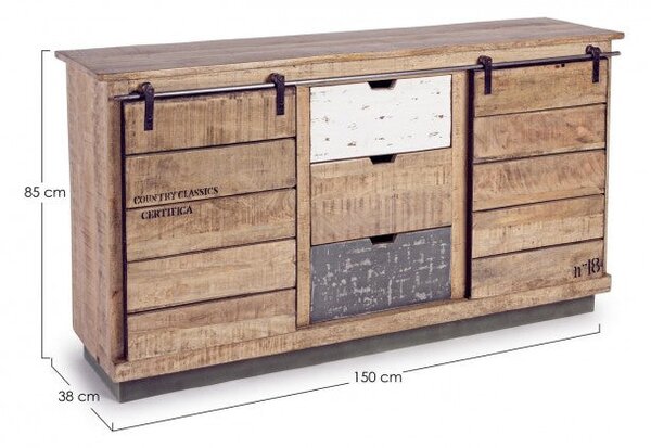 Credenza 2 Ante 3 Cassetti Tudor in Legno