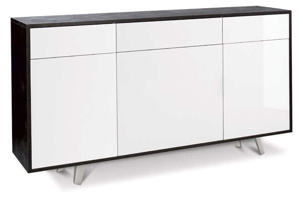 Mobile 3 Ante 3 Cassetti 164x92x41 cm Ossido Nero/Bianco Lucido
