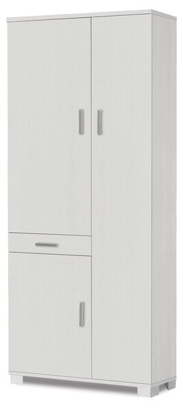Armadio 3 Ante 1 Cassetto 77x178x34 cm Bianco Fiammato