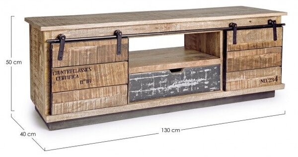 Mobile Basso 2 Ante 1 Cassetto Tudor in Legno