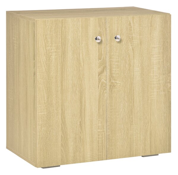 Mobiletto Multiuso 2 Ante 70x39x70 cm con Ruote in Legno