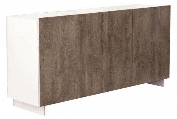 Credenza Carlile Bianco e Rovere Chiaro 150x40x76 h cm in Truciolare bilaminato Rovere grigio
