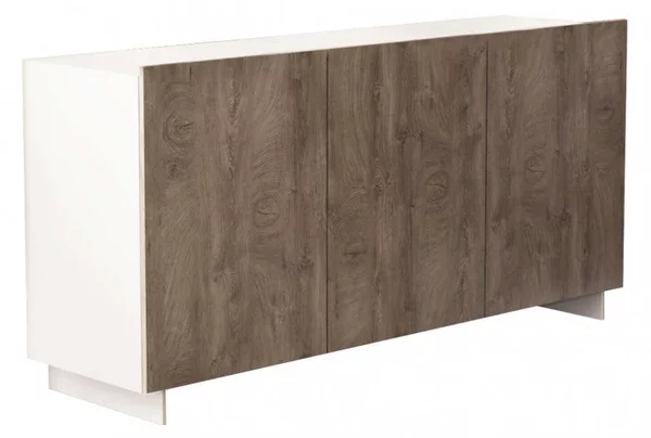 Credenza Carlile Bianco e Rovere Chiaro 150x40x76 h cm in Truciolare bilaminato Rovere grigio