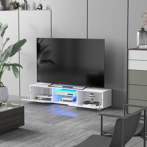 Mobile Porta TV Fino a 55" 160x35x30 cm con Luci LED Bianco