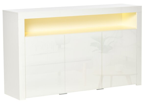 Credenza Moderna 3 Ante con Luci LED 155x40x92 cm in Legno Bianco