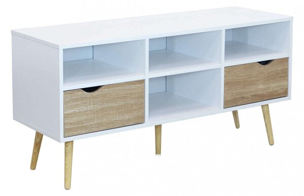 Mobile Porta Tv Brody 117x39x58 h cm in Legno Bianco