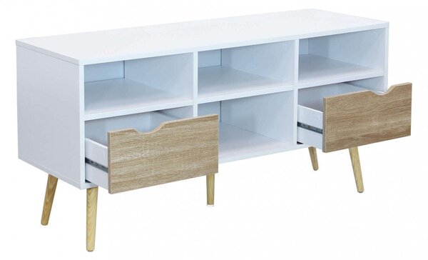 Mobile Porta Tv Brody 117x39x58 h cm in Legno Bianco