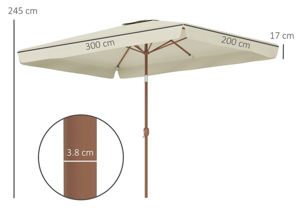 Outsunny Ombrellone da Giardino e da Esterno Inclinabile 2x3 m Beige | Aosom Italy