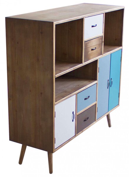 Mobiletto Kelowna 100x36,5x98,5 h cm in Legno Multicolor