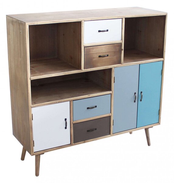 Mobiletto Kelowna 100x36,5x98,5 h cm in Legno Multicolor