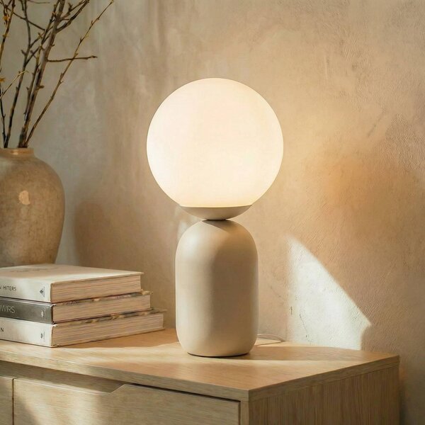Lampada da tavolo Lennes Lindby, Bianco / Opale, Soggiorno / Sala da pranzo, Vetro, Moderno, Lampada da tavolo