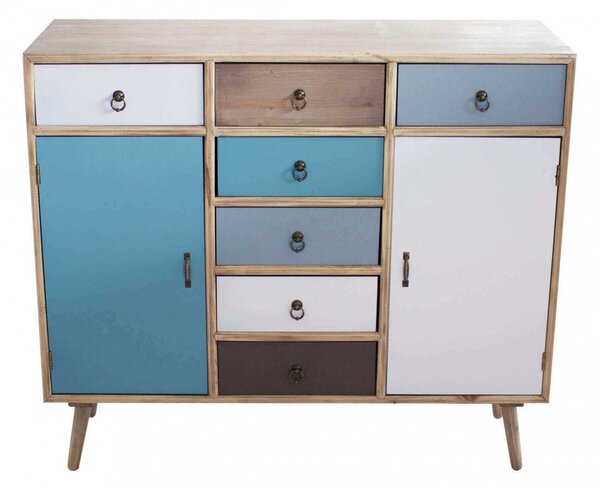 Mobiletto Laval 100x35x90 h cm in Legno Multicolor
