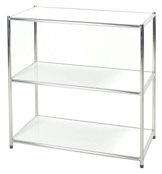 Scaffale Libreria in Acciaio Cromato 3 Ripiani Bianchi Tosini E-408080W