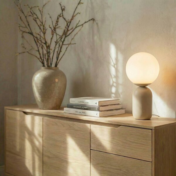 Lampada da tavolo Lennes Lindby, Bianco / Opale, Soggiorno / Sala da pranzo, Vetro, Moderno, Lampada da tavolo
