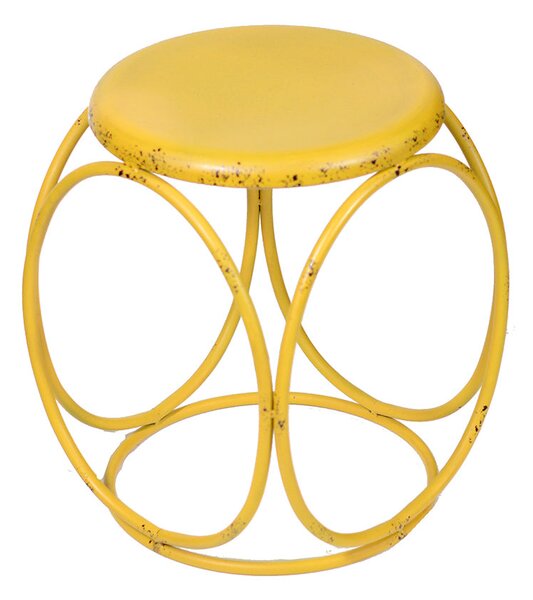 Sgabello Tondo in Metallo Ø35x45cm Tiny Giallo