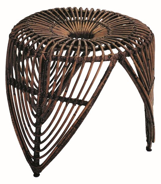 Sgabello Tondo in Polyrattan Ø49x43cm Small Marrone