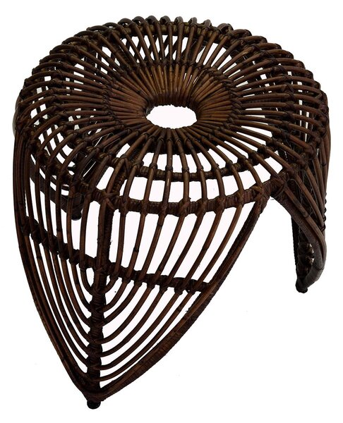 Sgabello Tondo in Polyrattan Ø49x43cm Small Marrone