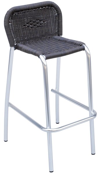 Sgabello Bar in Alluminio e Wicker Vorghini Grigio