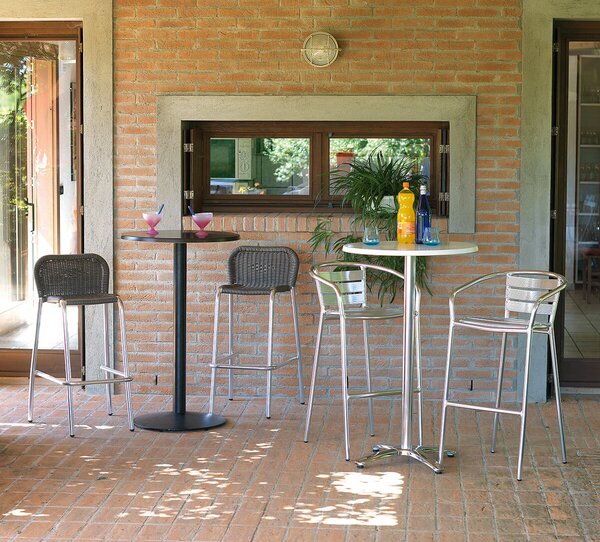 Sgabello Bar in Alluminio e Wicker Vorghini Grigio
