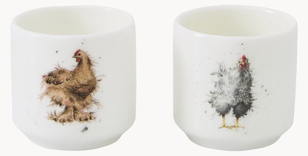Set di 2 portauova in Fine Bone China