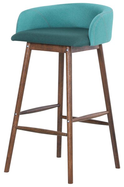 Sgabello con Schienale in Legno e Tessuto 57,5x54x95 cm Oslo Verde