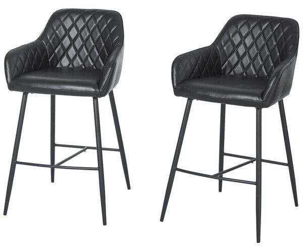 Set 2 Sgabelli Imbottiti 55,5x57,5x93 cm Neri
