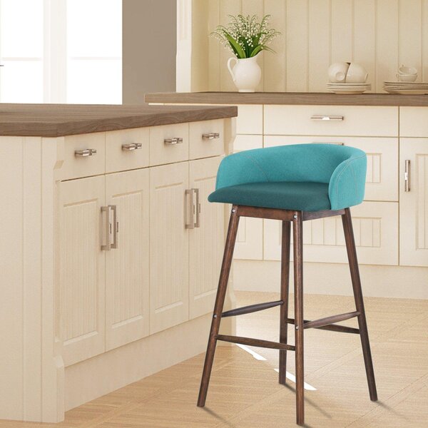 Sgabello con Schienale in Legno e Tessuto 57,5x54x95 cm Oslo Verde