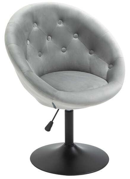 Sgabello Imbottito 66x60x82-94 cm in Poliestere Effetto Velluto Grigio