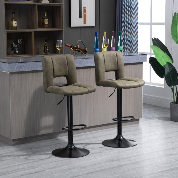 Set 2 Sgabelli Imbottite da Bar 41,5x51x94-115 cm in Tessuto Cachi e Nero